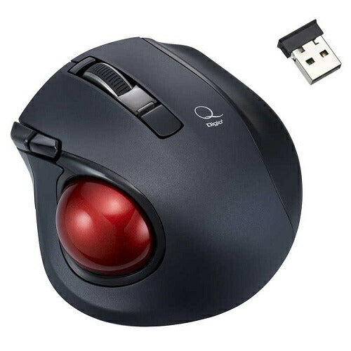 Qシリーズ 小型無線静音5ボタン レーザー式親指トラックボールマウス ナカバヤシ MUS-TRLF224BK