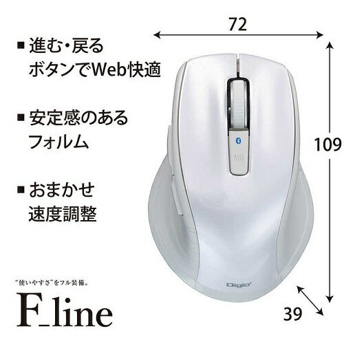 【F_line】Bluetooth静音5ボタンBlueLEDマウス/ホワイト ナカバヤシ MUS-BKF228W