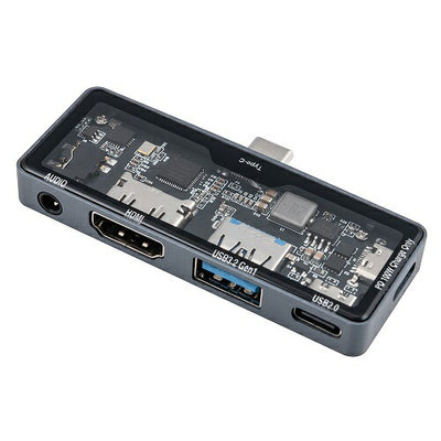PD対応 Type-C スケルトン ドッキングステーション（3.5mm 4極付き）グレー ナカバヤシ UD-C11GY