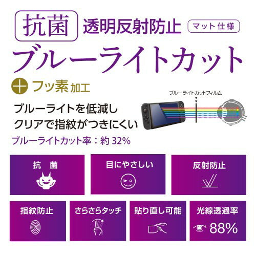 SWITCH2用 保護フィルム 反射防止 ブルーライトカット ナカバヤシ GAF-SW2FLGCBC