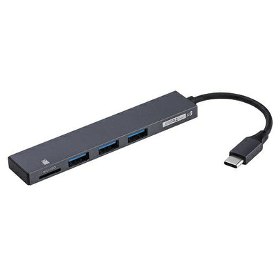 アルミ極薄USBハブ【STIX】シリーズ USB3.2Gen1 Type-C 3ポート変換マイクロSDカード ナカバヤシ COM-C3MSD133GY