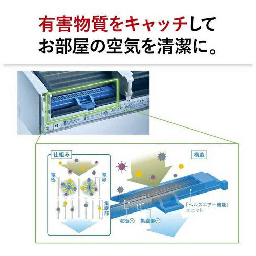 標準取付工事別 エアコン 本体のみ (霧ヶ峰) おもに6畳用 (冷房：6～9畳/暖房：5～6畳) Rシリーズ 電源100V （ピュアホワイト） 三菱 2025年モデル MSZ-R2225-W