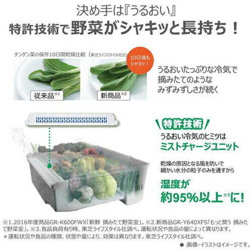 冷蔵庫 6ドア 543L 東芝 GR-Y540XFS-TH フロストグレージュ XFSシリーズ 大容量 冷凍室 省エネ 除菌 脱臭 アプリ対応 IoT家電