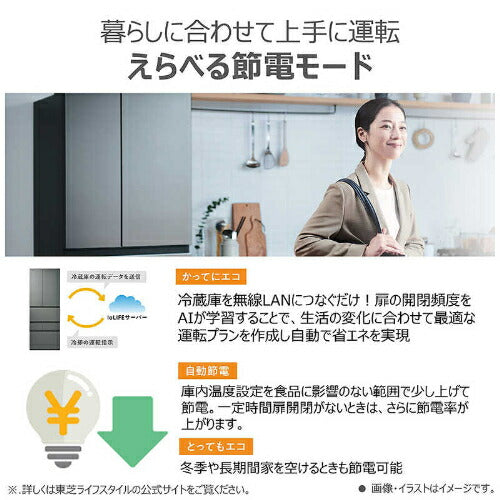 冷蔵庫 6ドア グレインアイボリー 508L 東芝 GR-Y510FZ-UC