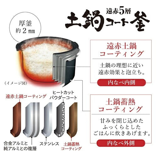 TIGER タイガー魔法瓶 圧力IHジャー炊飯器 炊きたて 5.5合 JPV-L100-KO オフブラック