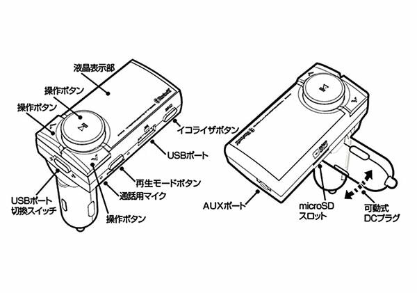 Bluetooth FMトランスミッター EQ AUX MP3プレーヤー付 カシムラ KD-217