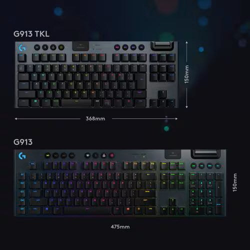 Logicool G ロジクールG テンキーレス ワイヤレスゲーミングキーボード G913-TKL-CKBK 青軸