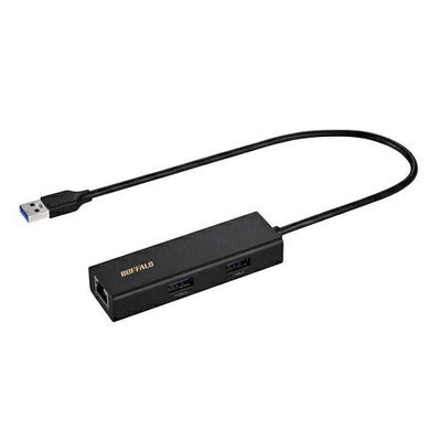 Giga対応 Type-A USB 3.2（Gen 1）用 LANアダプター USB Type-A×3ポート付き ブラック バッファロー LUD-U3-AU101BK