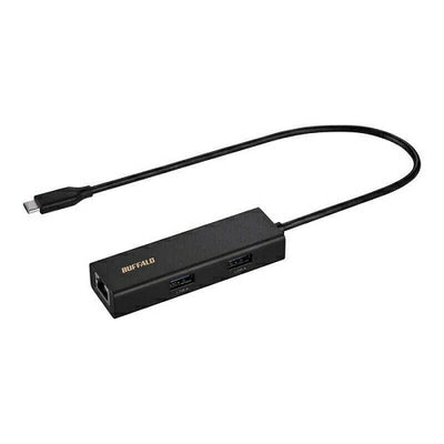Giga対応 Type-C USB 3.2（Gen 1）用 LANアダプター USB Type-A×3ポート付き ブラック バッファロー LUD-U3-CU101BK