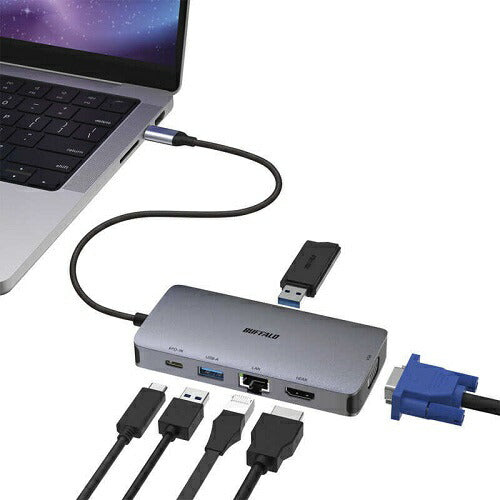 Giga対応 Type-C USB 3.2（Gen 1）用 ドッキングステーション PD対応 HDMI・VGA出力 シルバー バッファロー LUD-U3-CU302SV