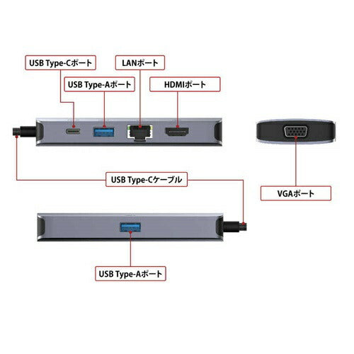 Giga対応 Type-C USB 3.2（Gen 1）用 ドッキングステーション PD対応 HDMI・VGA出力 シルバー バッファロー LUD-U3-CU302SV