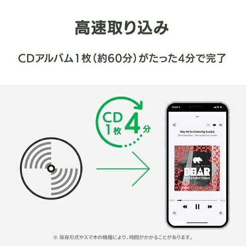 スマートフォン用CDレコーダー CDレコSE ホワイト CD取り込み パソコン不要 ケーブル接続で取り込み アイ･オー･データ機器 CD-SEW