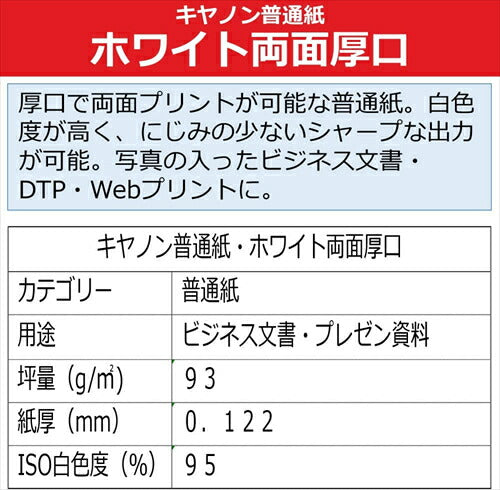 キヤノン インクジェット用紙  普通紙・ホワイト両面厚口 A4 SW－201A4 250枚