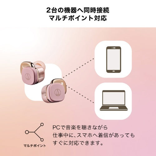 ワイヤレスイヤホン ノイズキャンセリング オーディオテクニカ ATH-SQ1TW2NC PK Bluetooth 防水