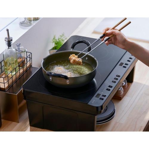 2口IHコンロスタンド付き ブラック アイリスオーヤマ IHK-WT41S-B