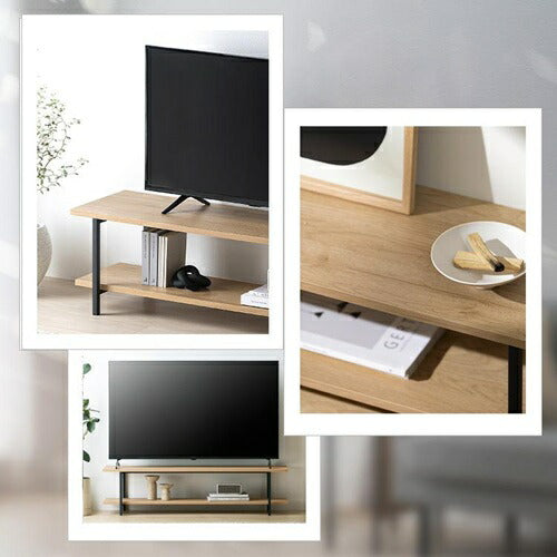 アイリスオーヤマ テレビ台 幅120cm AVボード ナチュラル/ブラック HAB-1200 ローボード オープンテレビ台 TV台 収納 40インチ 50インチ対応