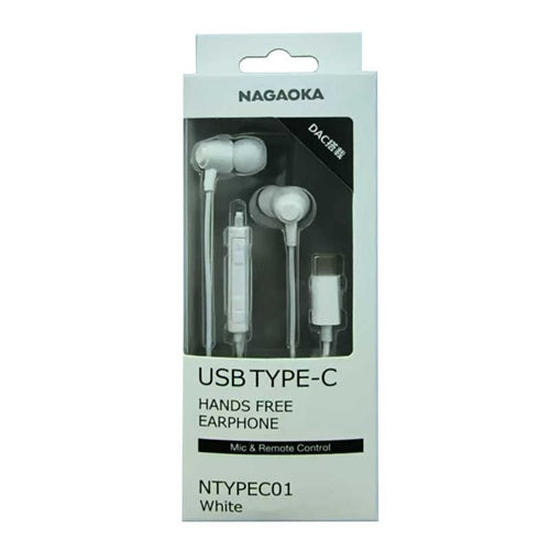 NAGAOKA ナガオカ カナル型有線イヤホン NTYPEC01WH Type-C接続 ホワイト