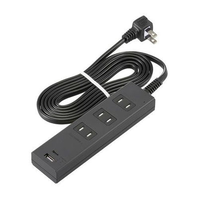 3個口タップ 雷ガード PD対応Type-C/Type-Aポート付き 2m ブラック オーム電機 HS-TKU32PD23-K