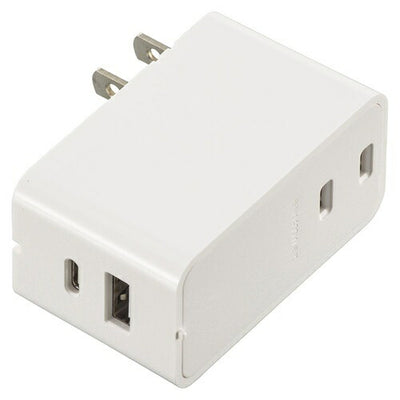 増設できるUSBチャージャー 3.4A PD対応 ホワイト オーム電機 HS-A1U2PD-24W