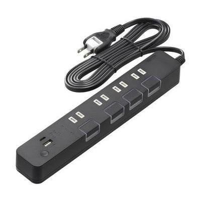 4個口節電タップ USBポート付き 2m オーム電機 HS-TPKU42PD-24K