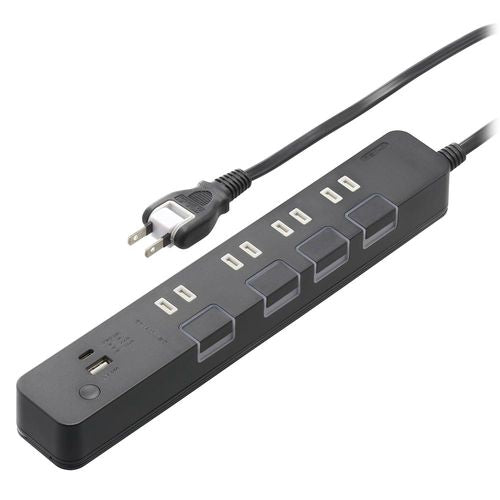 4個口節電タップ USBポート付き 2m オーム電機 HS-TPKU42PD-24K