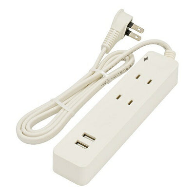 2個口タップ 雷ガード/USBポート付き 1m オーム電機 HS-TKU21W22