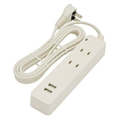 2個口タップ 雷ガード/USBポート付き 2m オーム電機 HS-TKU22W22