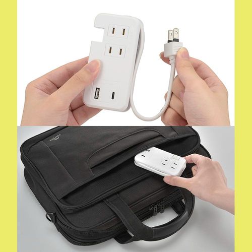 モバイルUSBタップ くるっと収納 15W オーム電機 HS-A3U1C115E-W