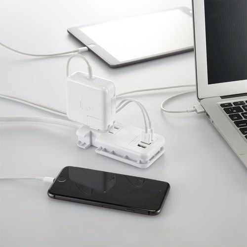 モバイルUSBタップ くるっと収納 PD対応 20W オーム電機 HS-A3U2C120E-W