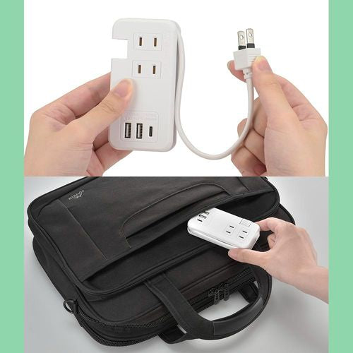 モバイルUSBタップ くるっと収納 PD対応 20W オーム電機 HS-A3U2C120E-W