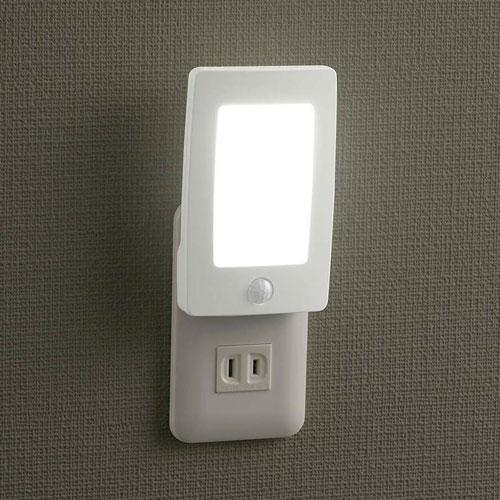 LEDナイトライト 明暗・人感センサー 薄型 白色LED オーム NIT-ALA6JL2-WN