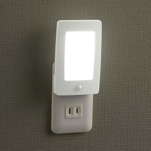 LEDナイトライト 明暗・人感センサー 薄型 白色LED オーム NIT-ALA6JL2-WN