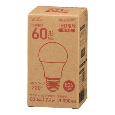 LED電球 E26 60形相当 電球色 オーム LDA7L-G AG56