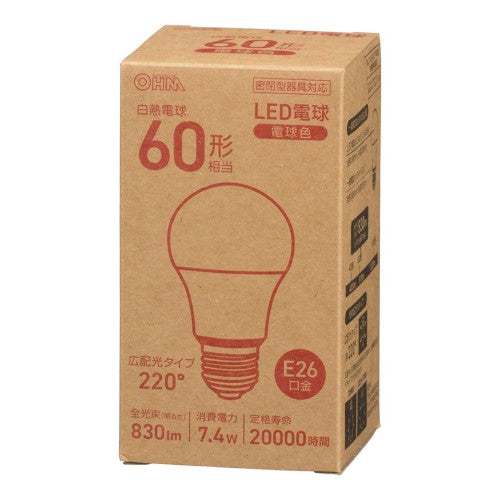 LED電球 E26 60形相当 電球色 オーム LDA7L-G AG56