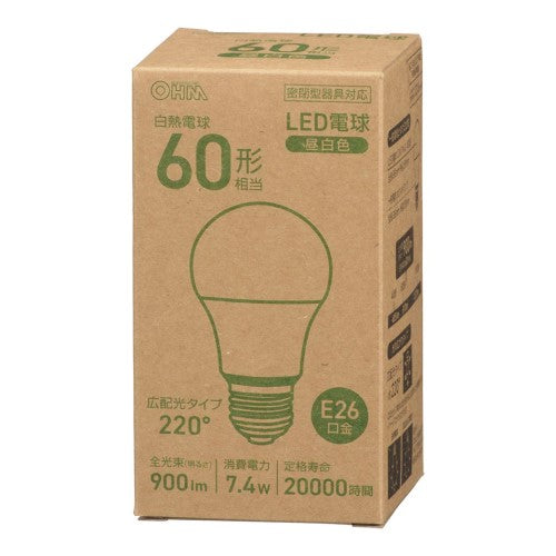 LED電球 E26 60形相当 昼白色 オーム LDA7N-G AG56