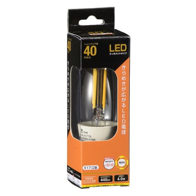 LEDフィラメントタイプシャンデリア球 E17 40形相当 電球色 オーム LDC4L-E17 C6