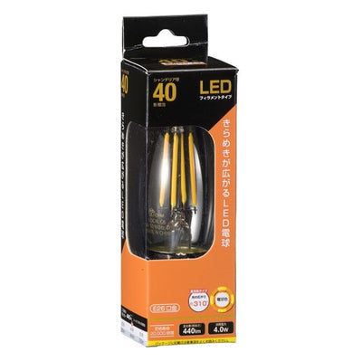 LEDフィラメントタイプシャンデリア球 E26 40形相当 電球色 オーム LDC4L C6