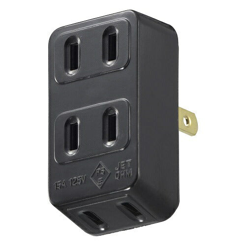 3口L型タップ 黒 オーム電機 HS-HL3/K