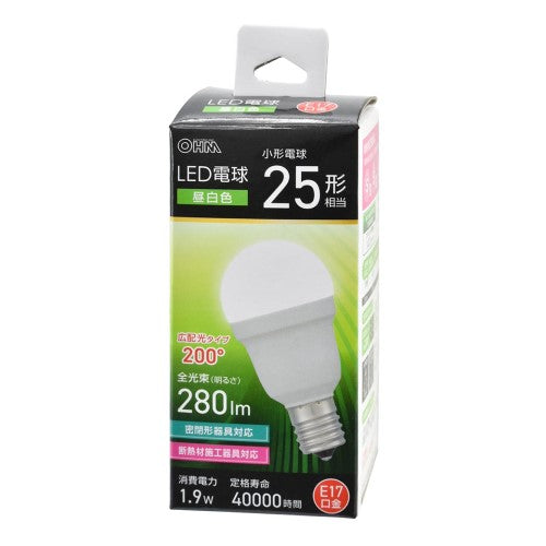 LED電球小形 E17 25形相当 昼白色 オーム電機 LDA2N-G-E17 IS53