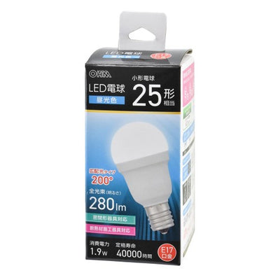 LED電球小形 E17 25形相当 昼光色 オーム電機 LDA2D-G-E17 IS53