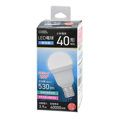 LED電球小形 E17 40形相当 昼光色 オーム電機 LDA4D-G-E17 IS53