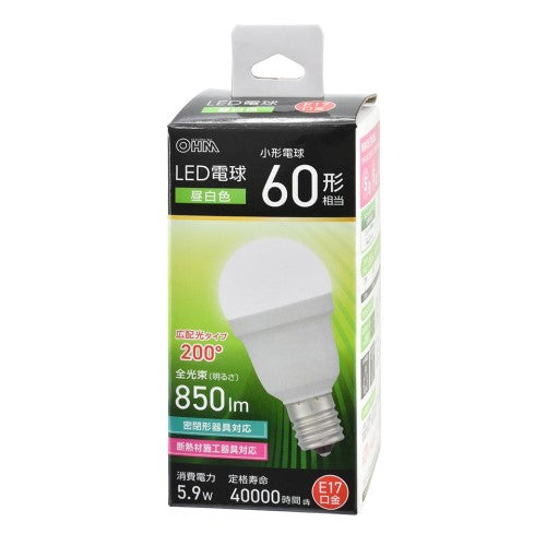 LED電球小形 E17 60形相当 昼白色 オーム電機 LDA6N-G-E17 IS53