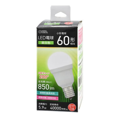 LED電球小形 E17 60形相当 昼白色 オーム電機 LDA6N-G-E17 IS53