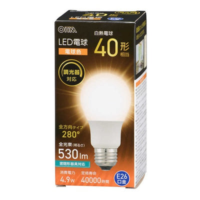 オーム電機 LED電球 E26 40形相当 電球色 調光器対応 LDA5L-G/D AG5