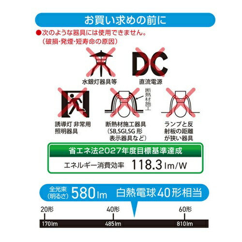 オーム電機 LED電球 E26 40形相当 昼光色 調光器対応 LDA5D-G/D AG5