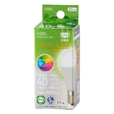 LED電球小形E17 40形相当 昼白色 オーム電機 LDA4N-G-E17 RA