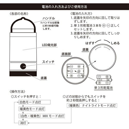 LEDミニランタン 260ルーメン オーム電機 LNP-B260-W