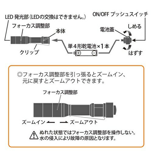 オーム電機 LEDフラッシュライト 125ルーメン ブラック LH-VB01Z-K