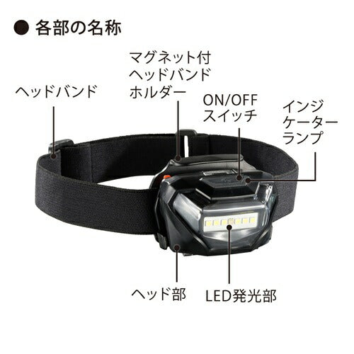 オーム電機 USB充電式 マグネットヘッドライト 800ルーメン LCH-MVR800C-K ブラック