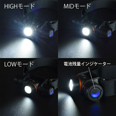 オーム電機 充電式LEDヘッドライト 1300ルーメン LC-HUS1300-K
